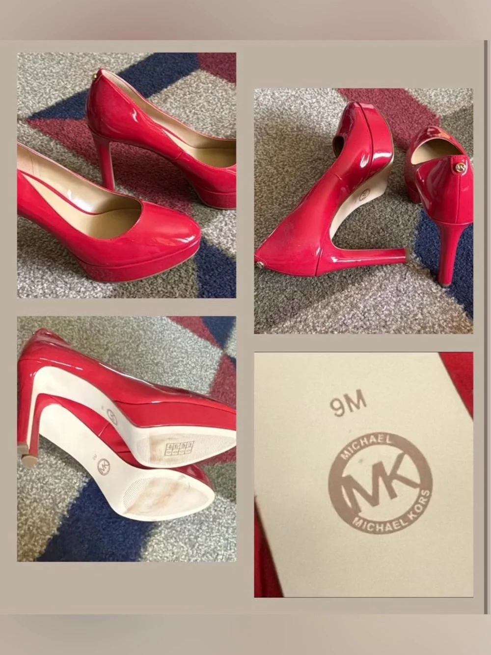 Michael Kors Chantal Platform Stiletto Heels Crimson Red Size 9